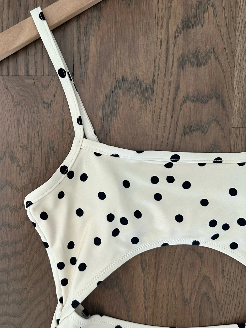 Madewell Second Wave Cutout One-Piece Swimsuit in Pearl Ivory Dot Toss Small